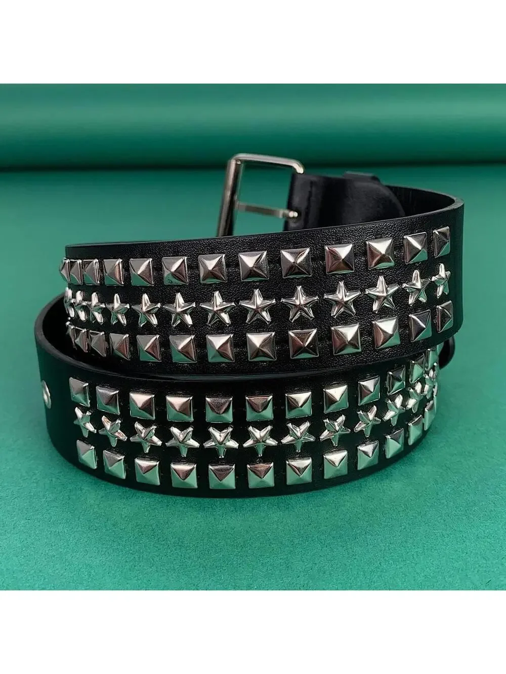 Star studded black and silver belt